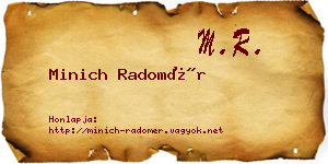 Minich Radomér névjegykártya